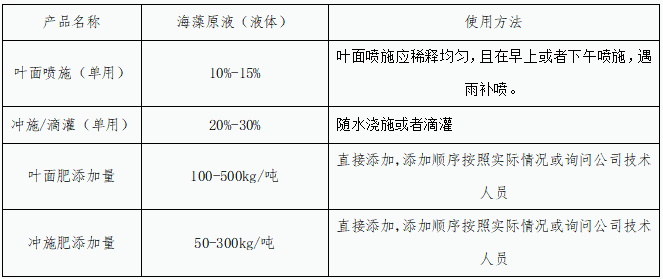  海阜™海藻提取物使用方法